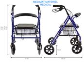 DÉAMBULATEUR ULTRA-LÉGER ET PLIANT EN ALUMINIUM AVEC SIÈGE ET FREINS