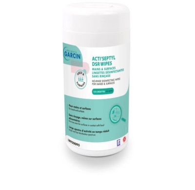 Lingettes désinfectantes mains et surfaces Laboratoire Garcin Acti'septyl DSR boite de 120